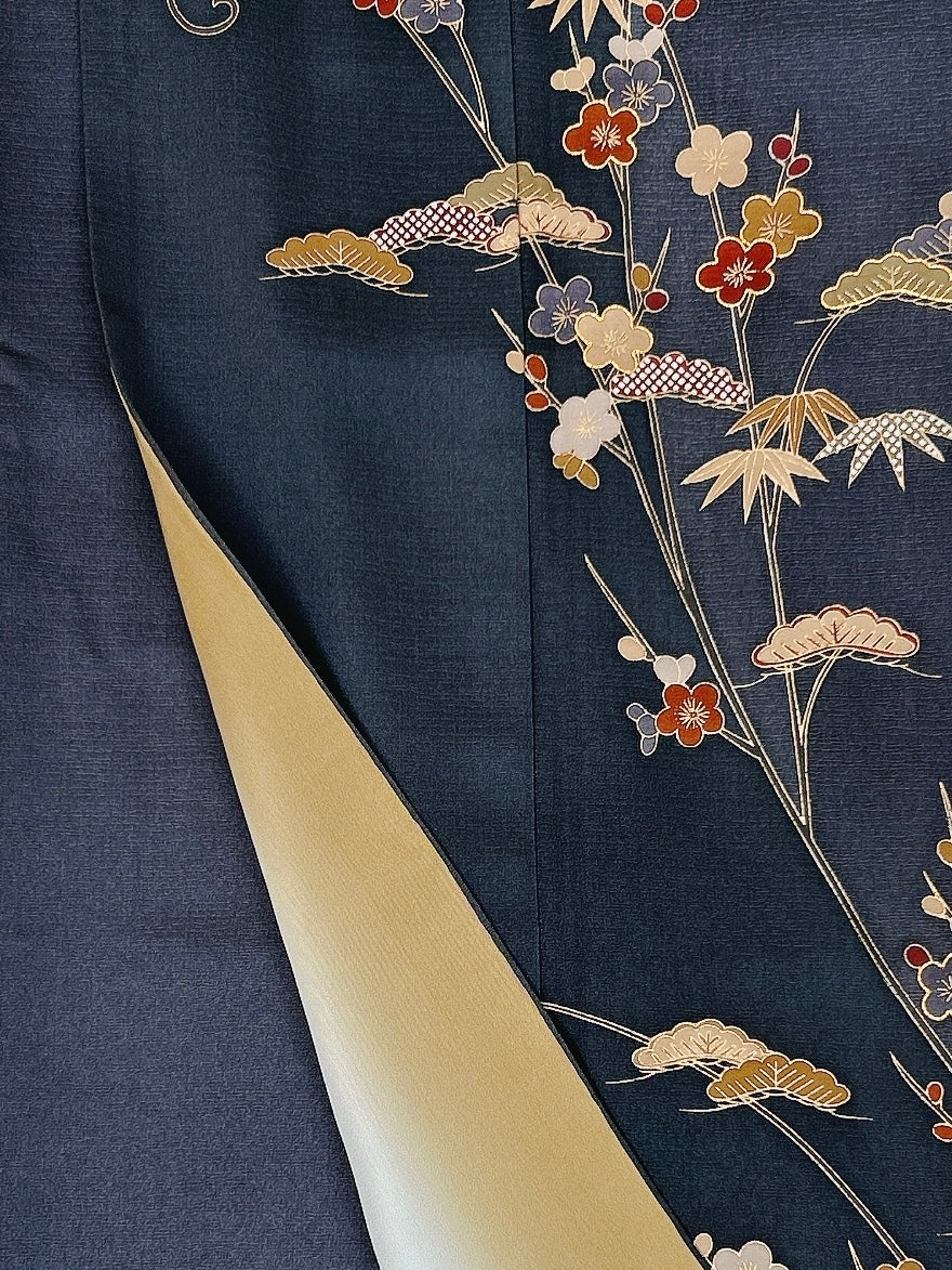 駒刺繍に松竹梅金彩模様【フォーマルシュッケニ】