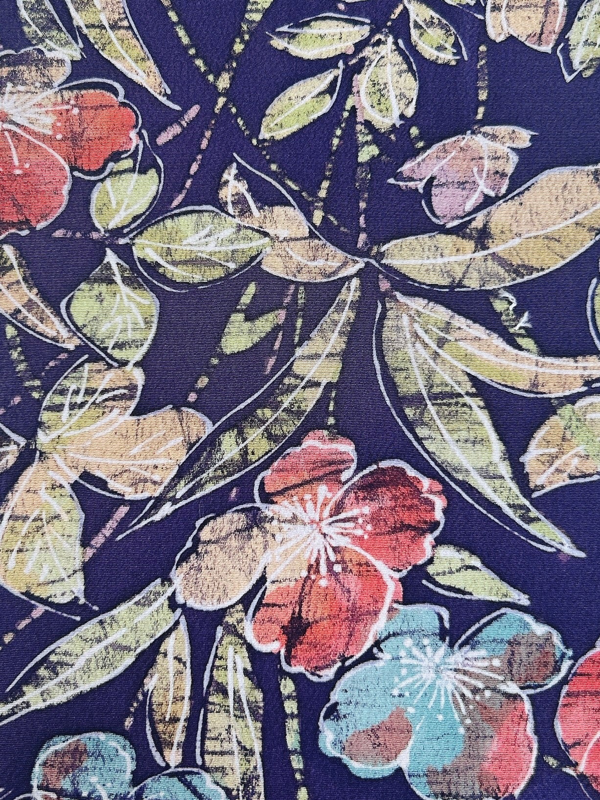 ろうけつ染草花模様【ブラウス】