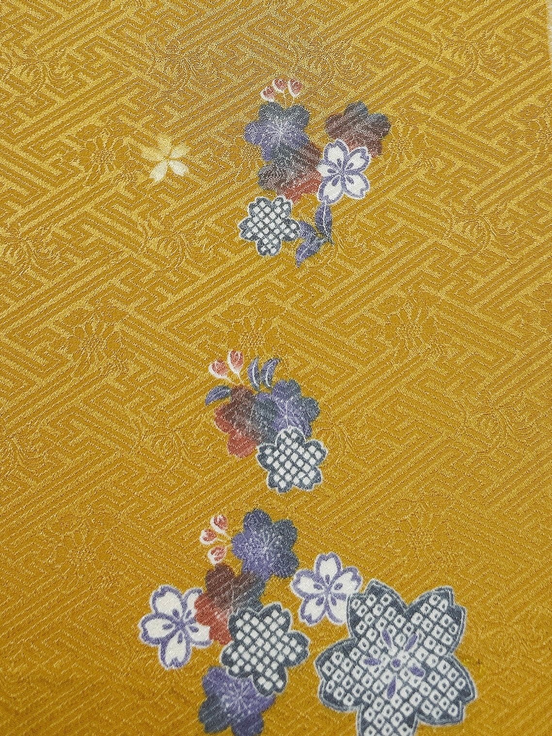 花紗綾型地紋に桜絵模様【ティアード】