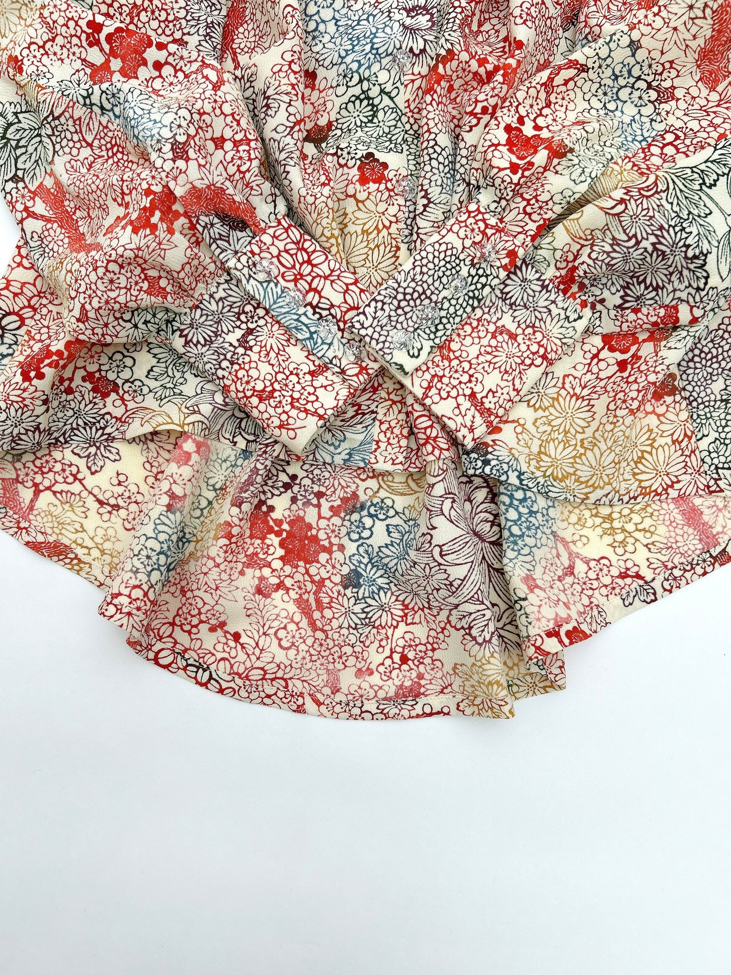 暈し四季草花型染模様