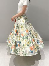 画像をギャラリービューアに読み込む, 霧吹き地紋に格子線花草模様【ティアード】
