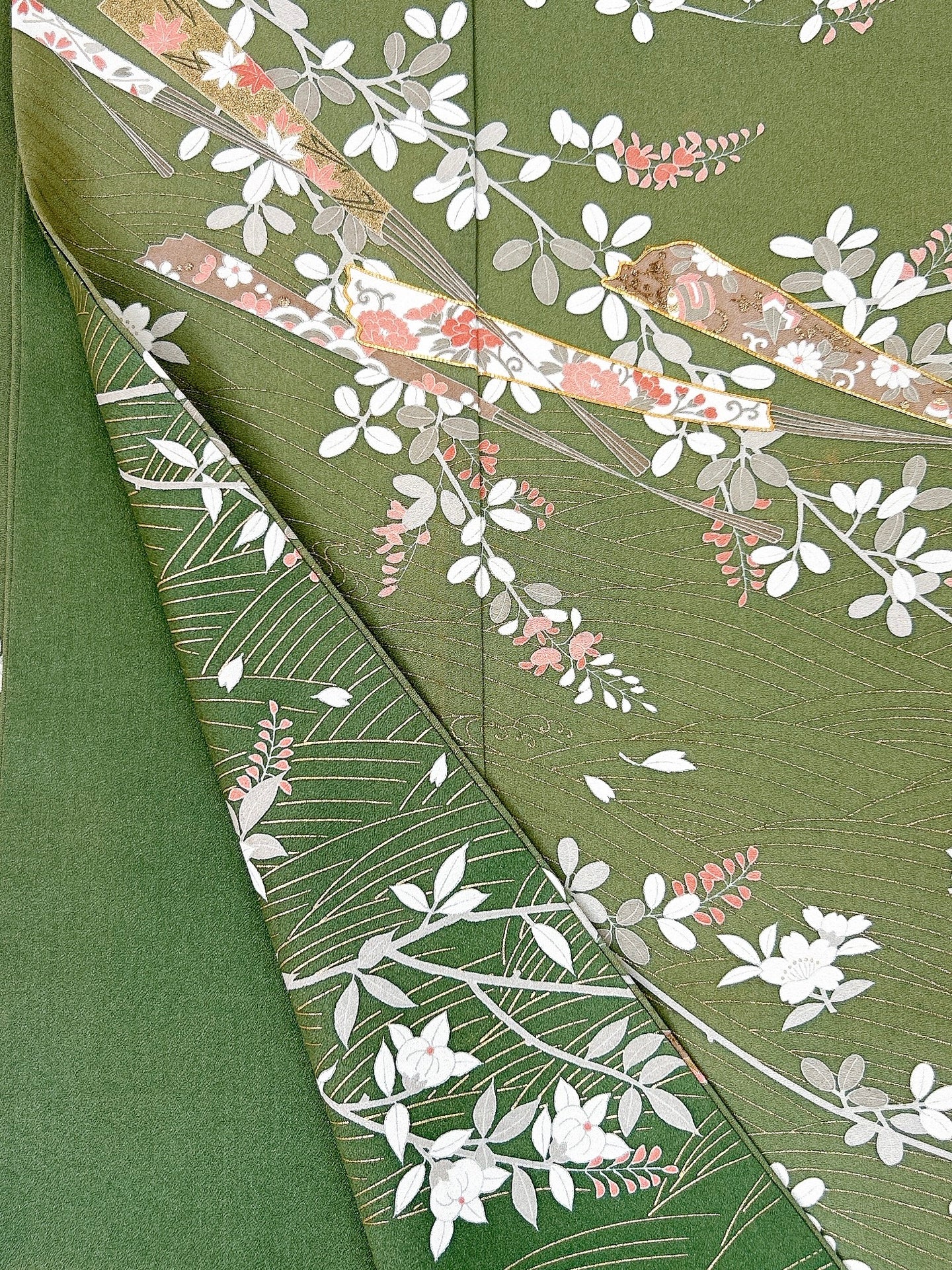 駒刺繍・扇面吉祥花模様【フォーマルシュッケニ】