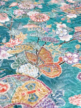 画像をギャラリービューアに読み込む, 浅葱色扇に蝶草花模様【中】
