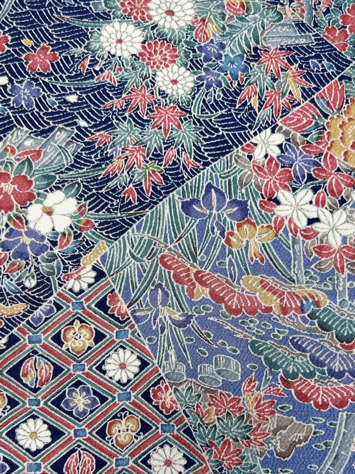 切りばめ流水菖蒲松笹花模様【ティアード】