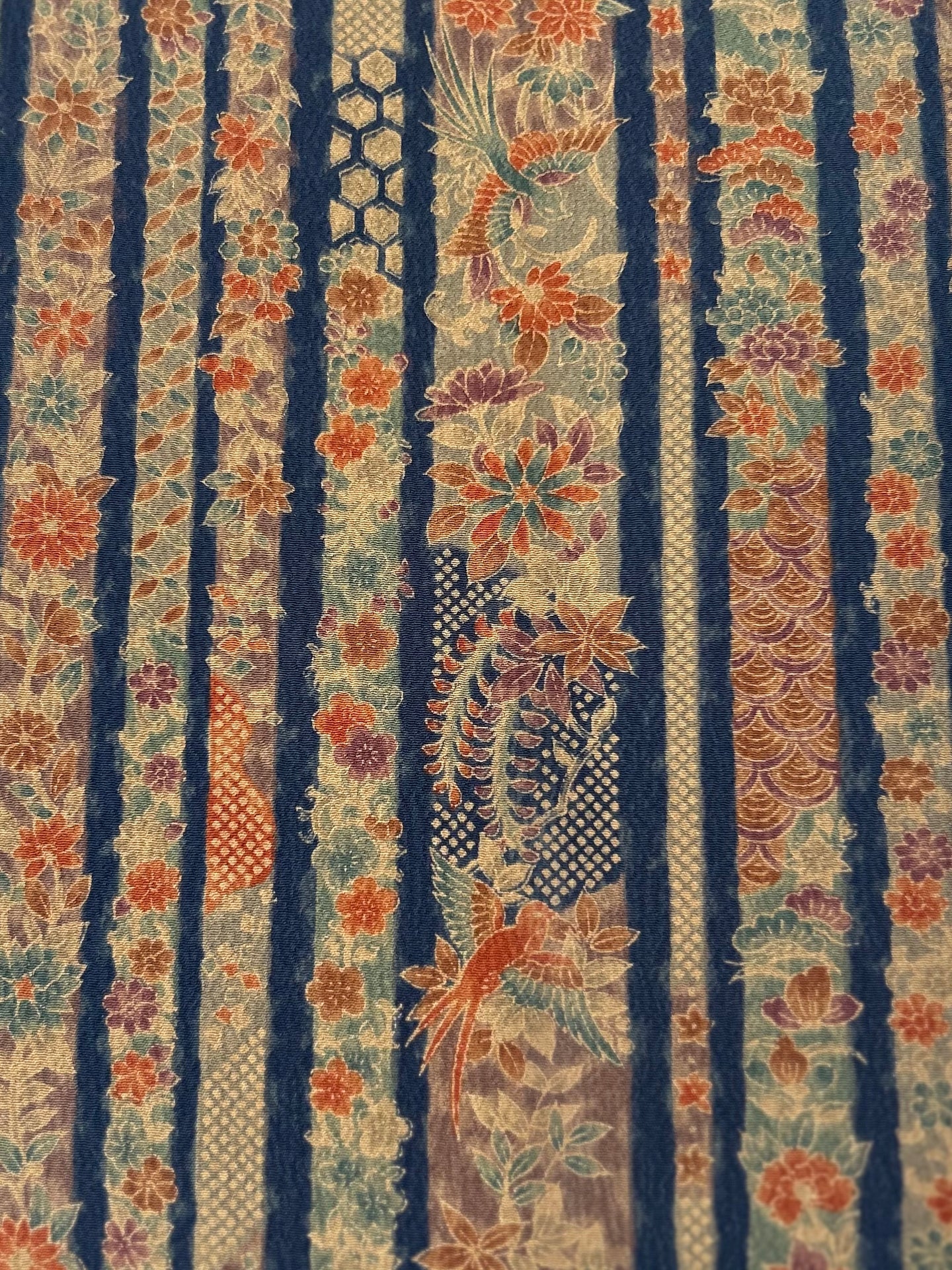 新型・縞四季草花花鳥模様【M】