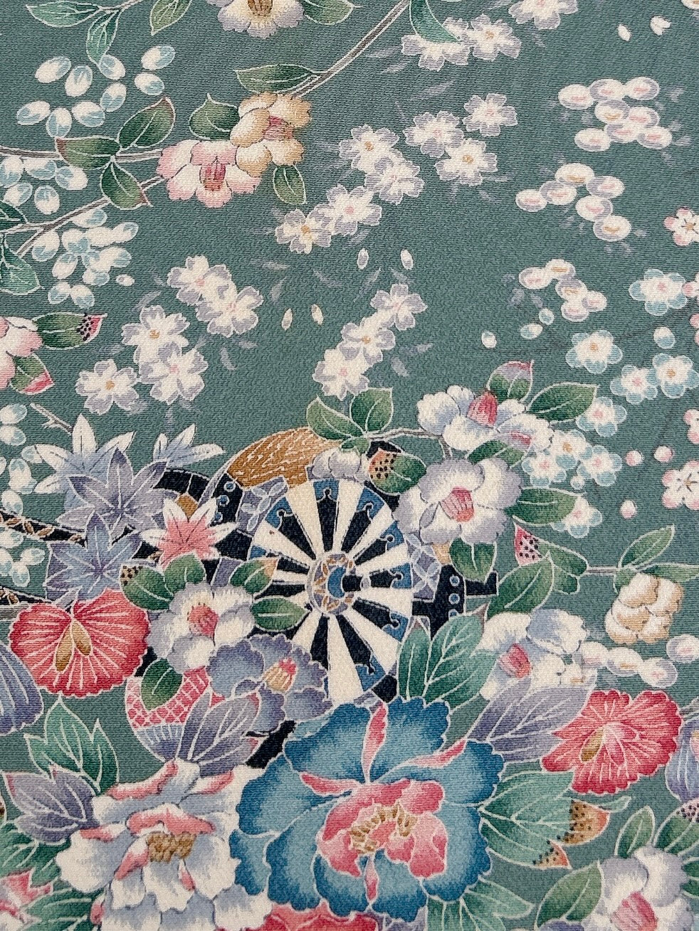 錆浅葱色花車模様【ティアード】