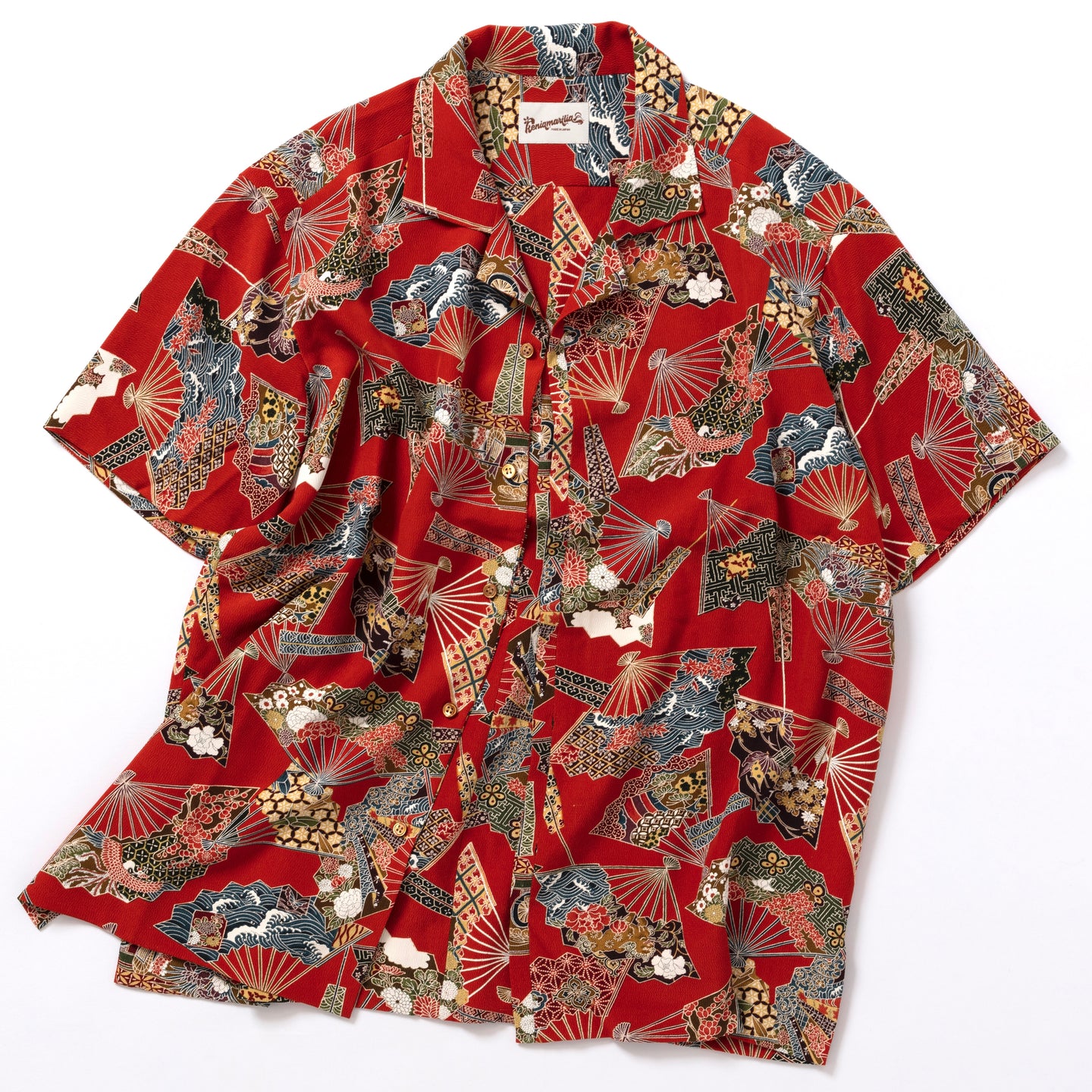 扇に波・花・古典柄模様【Ｌ】